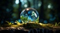 A glass magic ball or a drop of water with the planet earth inside Royalty Free Stock Photo