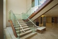 Glass and mahogany staircase Royalty Free Stock Photo