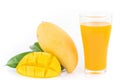 Glass of Mango juice with mangos slice fruit isolated Royalty Free Stock Photo