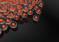 Glass marbles with glowing orange cube inside