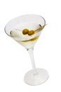 Glass with martini and olives Royalty Free Stock Photo