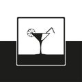 A glass of martini. Vector icon in black and white form. Royalty Free Stock Photo