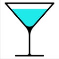 glass for martini or vodka or other cocktail. vector illustration, flat style, sign, icon Royalty Free Stock Photo