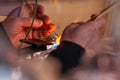 Glass Master Working on Glass Artwork in Murano Near Venice, in the North of Italy