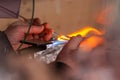 Glass Master Working on Glass Artwork in Murano Near Venice, in the North of Italy