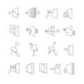 Glass material features and properties isolated outline icons