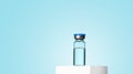 Glass Medicine Vial jar botulinum toxin on blue background. Biorevitalization, mesotherapy, anti age