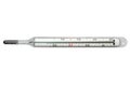 Glass mercury thermometer isolated white background