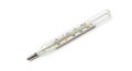 Glass mercury thermometer with a silver tip, displaying temperature in both Celsius Royalty Free Stock Photo
