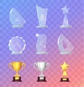 Glass and Metal Sport Trophies And Cups Vector Set