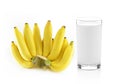 Glass of milk with banana over white background Royalty Free Stock Photo