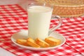 Glass of milk for breakfest Royalty Free Stock Photo
