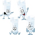 Glass of milk cartoon with hand gesturing isolated