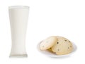 Glass of milk and cookies an isolated on white bakcground Royalty Free Stock Photo