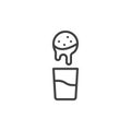 Glass of milk and cookies line icon