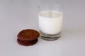 Glass of milk with cookies