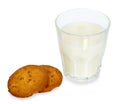 Glass of milk and homemade cookies isolated on white background Royalty Free Stock Photo