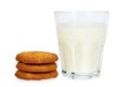 Glass of milk and homemade cookies isolated on white background Royalty Free Stock Photo