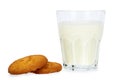 Glass of milk and homemade cookies isolated on white background Royalty Free Stock Photo