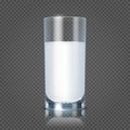 Glass of milk isolated on transparent checkered background vector illustration Royalty Free Stock Photo