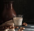 A glass of milk and a jug of clay Royalty Free Stock Photo