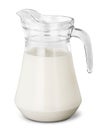 Glass jug of fresh milk isolated on white Royalty Free Stock Photo