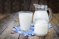 Glass of milk and jug Royalty Free Stock Photo