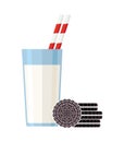 Glass of milk and oreo cookies, vector Royalty Free Stock Photo