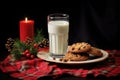 a glass of milk and plate of cookies set out for santa