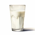 Realistic Watercolor Rendering Of A Glass Of Milk