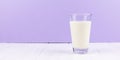 Glass milk with puprle background