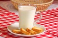 Glass of milk with rusks