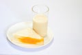Glass of milk and sandwich Royalty Free Stock Photo