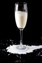 Glass and milk spill Royalty Free Stock Photo