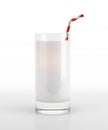 Glass of milk with a straw.