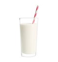 Glass of milk on white background Fresh dairy product