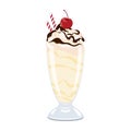 Vanilla milkshake with whipped cream and chocolate topping icon vector Royalty Free Stock Photo