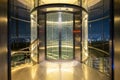Glass modern elevator cylindrical shape
