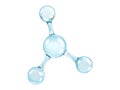 Glass molecule model. Reflective and refractive abstract molecular shape isolated on white background Royalty Free Stock Photo