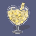 Glass money heart Royalty Free Stock Photo