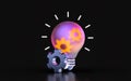 Glass morphism gear lightbulb icon with colorful gradient light