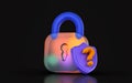 Glass morphism lock question mark icon with colorful gradient light
