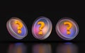 Glass morphism question icon three view angle colorful gradient light
