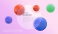 Glass morphism with transparent round frame on colorful gradient, colored spheres. Royalty Free Stock Photo