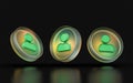 Glass morphism user icon three view angle colorful gradient light