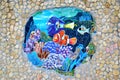 Glass mosaic on the beach in Odessa. The theme is the underwater world, fish and plants. Ukraine Royalty Free Stock Photo