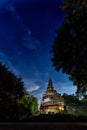 Glass mosaic Stupa at Wat Phra That Doi Khao Kwai a Buddhist Temple at Chiang Rai Thailand. A stupa at starry night Royalty Free Stock Photo