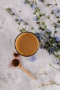 Glass mug with chicory drink