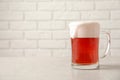 Glass mug with cold red beer Royalty Free Stock Photo