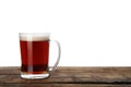 Glass mug of delicious kvass on table, white background Royalty Free Stock Photo